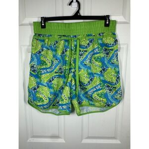 Hysteria Swim Trunks Mens 40 Green Blue Psychedelic Paisley Floral Board Shorts
